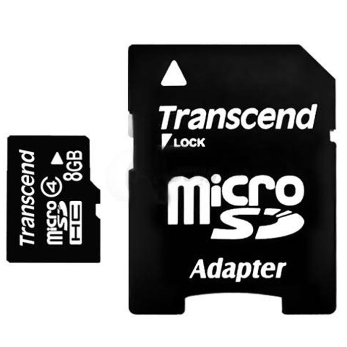 Transcend microSDHC Class 4 8GB карта памяти + адаптер карта памяти 128gb transcend 800x ultra speed compact flash ts128gcf800