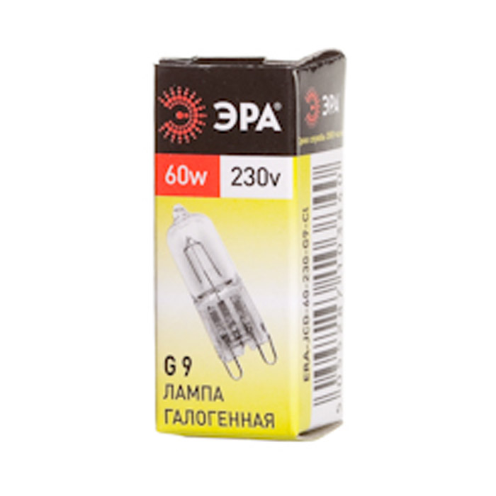 ЭРА G9-JCD-60-230V-ClC0027370 ЭРА G9-JCD-60-230V-ClC0027370Галогенные лампы сетевого напряжения ЭРА G9-JCD-60-230V-Cl отличает экономичность, длительный срок службы и компактный размер.Галогенные лампы - это следующая, после ламп накаливания, ступень эволюции светотехники. Благодаря добавлению паров галогенов (йода или брома) в инертный газ, удается избежать оседания частиц вольфрама на колбе лампы, а это в свою очередь делает лампу гораздо ярче и увеличивает срок ее службы на 20-30% за счет большей сохранности нити накаливания.Галогенные лампы широко используются в тех светильниках, где применение обычных ламп невозможно из-за особенностей конструкции, например, в дизайнерских люстрах, бра и торшерах, в точечной подсветке, в ограниченном пространстве (освещение холодильников, багажников и бардачков автомобилей) и т.д. Разнообразие форм, размеров и способов крепления галогенных ламп позволяет подобрать любую комбинацию для самых неординарных решений по освещению интерьера.