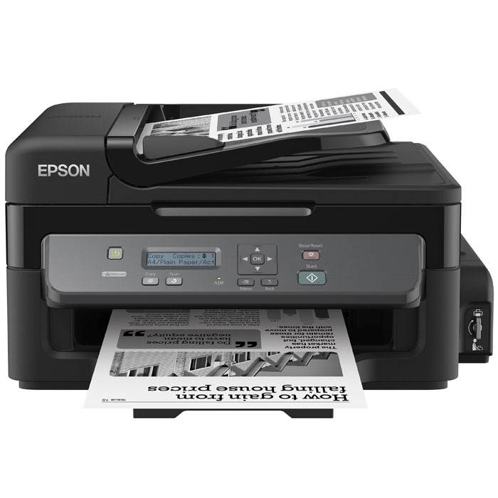 Epson M200 МФУC11CC83311 Epson M200 МФУC11CC83311Монохромный принтер-сканер-копир с рекордно низкой себестоимостью печати и подключением по сетиEpson М200 - это высокоскоростное струйное монохромное МФУ большими емкостями для чернил объемом 140 мл, и автоподатчиком для сканирования документов емкостью на 30 листов. Благодаря своей уникальной конструкции данное устройство дает возможность печатать документы с рекордно низкой себестоимость, а за счет использования пигментных чернил отпечатки мгновенно высыхают и не размазываться при попадании воды или механическом воздействии.Рекордно низкая себестоимость печатиБлагодаря большим емкостям и контейнерам с чернилами по 140 мл вы сможете напечатать большой объем документов по рекордно низкой цене: всего 15 коп. за документ формата А4Два контейнера с чернилами по 140 мл в комплекте.В комплекте с устройством идет два контейнера с чернилами пигментными чернилами емкостью по 140 мл. каждый. Благодаря этому приобретая новое устройство, вы можете распечатать до 11 000 отпечатков уже со стартового комплекта чернил, что, несомненно, позволит вам сэкономить, и существенно снизит стоимость владения устройством.Высокий ресурс расходных материаловРасходными материалами к Монохромной Фабрике печати служат контейнеры с чернилами высоким ресурсом. Так одного контейнера с черными чернилами хватит печать 6000 ч/б документов А4 Высокое качество печати и надежностьБлагодаря уникальной технологии печати Epson Micro Piezo и точному контролю давления в емкостях с чернилами вы всегда получаете отпечатки превосходного качества. Специально разработанные материалы, на основе которых изготовлены компоненты устройства, обеспечивают долгий срок службы принтера и работу без поломок.Высокая скорость печатиДополнительным преимуществом Epson M200 является высокая скорость печати: до 34 стр./мин. Что позволит сэкономить вам время, которое играет все большую роль в современном бизнесе. Используя данное устройство, вы можете быть уверены в том, что все необходимые документы будут распечатаны в максимально короткие сроки.Удобство работы и безопасная транспортировка устройстваОсобая конструкция емкостей и контейнеров с чернилами позволяет даже неопытному пользователю с легкостью справиться с заправкой чернил. Специальная система блокировки чернил в емкостях гарантирует безопасную перевозку устройства, исключая возможность протечки чернил.Новая гарантия на Фабрику печати EpsonПодтверждением высокой надежности Фабрики печати Epson M200 является предоставление гарантии на 12 месяцев или 50 000 отпечатков. Возможность подключения нескольких ПК по сети EthernetДополнительное удобство использования Epson M200 в условиях малого офиса заключается в возможности подсоединения нескольких компьютеров по сети Ethernet. Таким образом, любой из ваших сотрудников сможет отправлять задания на печать или сканировать необходимые материалы со своего рабочего места.Поддержка приложения Epson iPrintЕще одним преимуществом Фабрики печати Epson M200 является поддержка приложения Epson iPrint. Печатайте и сканируйте изображения с ваших мобильных устройств, работающих на базе iOS и Android! С помощью Epson iPrint можно отправлять на печать документы в формате PDF а для устройств на базе iOS дополнительно печатать документы в форматах Word, Excel и PowerPoint. А так же сканировать изображения и сохранять их на вашем мобильном устройстве.Отличное качество печати документовПри печати устройство использует уникальные пигментные чернила Epson, которые обеспечивают:•Четкий текст и графику на обычной бумаге;•Отпечатки мгновенно высыхают;•Не смазываются при выделении маркером;•Не растекаются при попадании воды;Автоподатчик для сканирования документовДанное устройство, также, позволяет сканировать многостраничные документы с помощью автоподатчика на 30 листов, а двустрочный ЖК-дисплей упростит вам управление устройством.