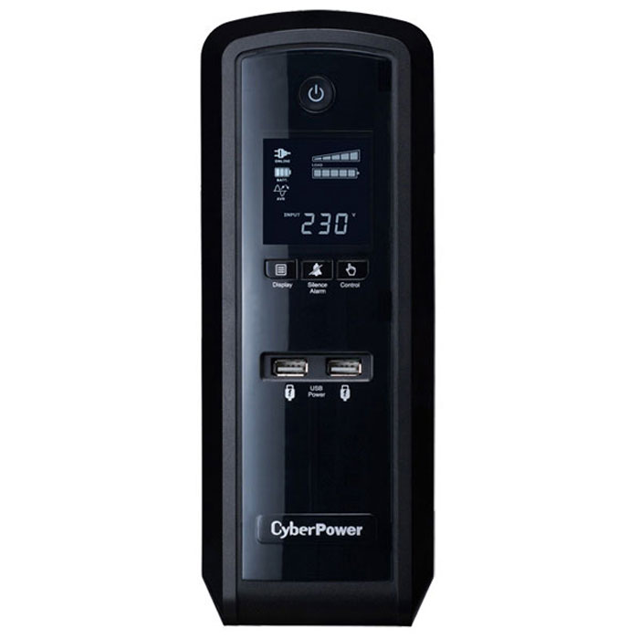 CyberPower CP1300EPFC ИБПCP1300EPFCLCD CyberPower CP1300EPFC ИБПCP1300EPFCLCDЛинейно-интерактивный источник бесперебойного питания CyberPower CP1300EPFC для дома, малого и среднего офиса. Устройство предназначено для пользователей, которые ценят гибкость настройки, а также стабильность и надежность. Блок бесперебойного питания CP-PFC Adaptive Sinewave LCD предлагает все необходимое для безопасного подключения компьютера и сетевого оборудования — модель оснащена шестью стандартными евро-розетками, а также портами RJ11/RJ45. Три розетки обеспечивают питание от встроенных аккумуляторов, еще три фильтруют входное напряжение, чтобы обезопасить подключенную технику от скачков напряжения.В комплекте с ИБП идет программное обеспечение PowerPanel Personal Edition Management, которое позволяет контролировать все параметры работы с экрана компьютера (при подключении через USB). Характеристики работы отображаются на встроенном ЖК-дисплее - дисплей показывает детальную информацию о поступающем питании и режиме фильтрации.