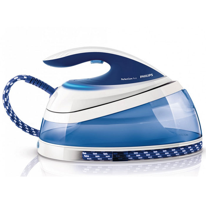 Парогенератор Philips PerfectCare Pure GC7619/25GC7619/25 Парогенератор Philips PerfectCare Pure GC7619/25GC7619/25Парогенератор Philips PerfectCare Pure GC7619/25.OptimalTemp — идеальное сочетание пара и температуры:Парогенератор PerfectCare оснащен технологией OptimalTemp и позволяет использовать одну оптимальную температурную настройку для всех типов тканей благодаря усовершенствованному процессору Smart Control и циклонической камере.100% удобство в использовании:100% удобство в использовании, регулировка не требуется. Теперь можно поочередно гладить вещи из любых тканей (глажение которых допускается) без необходимости ждать или регулировать температуру.100% бережный уход для всех тканей (допускающих глажение):100% бережное глажение всех типов тканей, даже таких, как шелк, кашемир, шерсть и полиэстер. Ряд независимых институтов тестирования использовали PerfectCare для глажения самых деликатных тканей (глажение которых допускается) и подтвердили превосходные результаты.Резервуар емкостью 1,5 литра:Самый компактный парогенератор оснащен 1,5-литровым резервуаром, благодаря которому гладить можно до 2,5 часов без необходимости долива воды.Компактный и легкий:Благодаря компактному дизайну прибор не занимает много места и его удобно хранить. Легкая конструкция обеспечивает удобство переноски и использования. Глажение без лишних хлопот!Картридж от накипи для подачи чистого пара:Доказано, что сменные картриджи от накипи PureSteam для парогенератора эффективно удаляют до 99% известкового налета даже при использовании жесткой воды. Картриджи позволяют продлить срок службы прибора на 5 лет и обеспечивают подачу чистого пара. Интеллектуальная система предупреждает о необходимости замены картриджа. В среднем одного картриджа хватает на 3 месяца. По истечении срока службы картридж необходимо заменить, либо использовать старый картридж с деминерализованной водой. В комплект входит 2 картриджа.Давление пара до 5 бар для быстрого глажения:В два раза более быстрое глажение благодаря подаче пара. Пар утюга Philips проникает глубоко в ткань, обеспечивая быстрое и легкое глажение даже сложных тканей.Высококлассная подошва T-ionicGlide:Паровые утюги с технологией OptimalTemp оснащены высококлассной, устойчивой к царапинам подошвой T-ionicGlide от Philips, которая обеспечивает идеальное скольжение. Новое запатентованное покрытие гарантирует превосходный результат глажения, а продуманная форма и специальные отверстия обеспечивают равномерное распределение пара для легкого разглаживания складок.