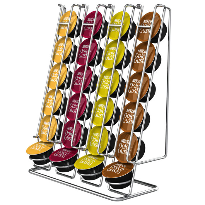Tavola Swiss Linea держатель на 24 капсулы Dolce Gusto2790000026 Tavola Swiss Linea держатель на 24 капсулы Dolce Gusto2790000026Tavola Swiss Linea, держатель для капсул Dolce Gusto, изготовлен из хромированной стали и является идеальным аксессуаром для хранения до 24 капсул (4 ряда по 6 капсул). Капсулы вставляются в направляющие, и их легко достать, когда они вам необходимы для приготовления кофе. Держатель имеет стильный дизайн и прекрасно впишется в любой интерьер.