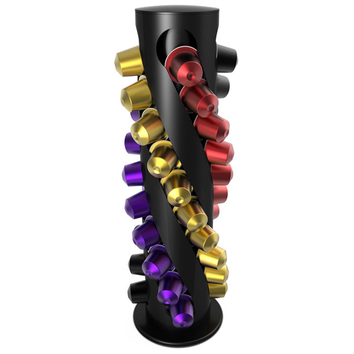 Tavola Swiss Spirale держатель на 40 капсул Nespresso2790000039 Tavola Swiss Spirale держатель на 40 капсул Nespresso2790000039Tavola Swiss Spirale, вращающийся держатель для капсул Nespresso, изготовлен из пластика и металла и является идеальным аксессуаром для хранения до 40 капсул. Капсулы вставляются в направляющие, и их легко достать, когда они вам необходимы для приготовления кофе. Держатель имеет стильную спиралевидную форму и прекрасно впишется в любой интерьер.Вместимость: 40 капсул (4 ряда по 10 капсул)Поворотное основание