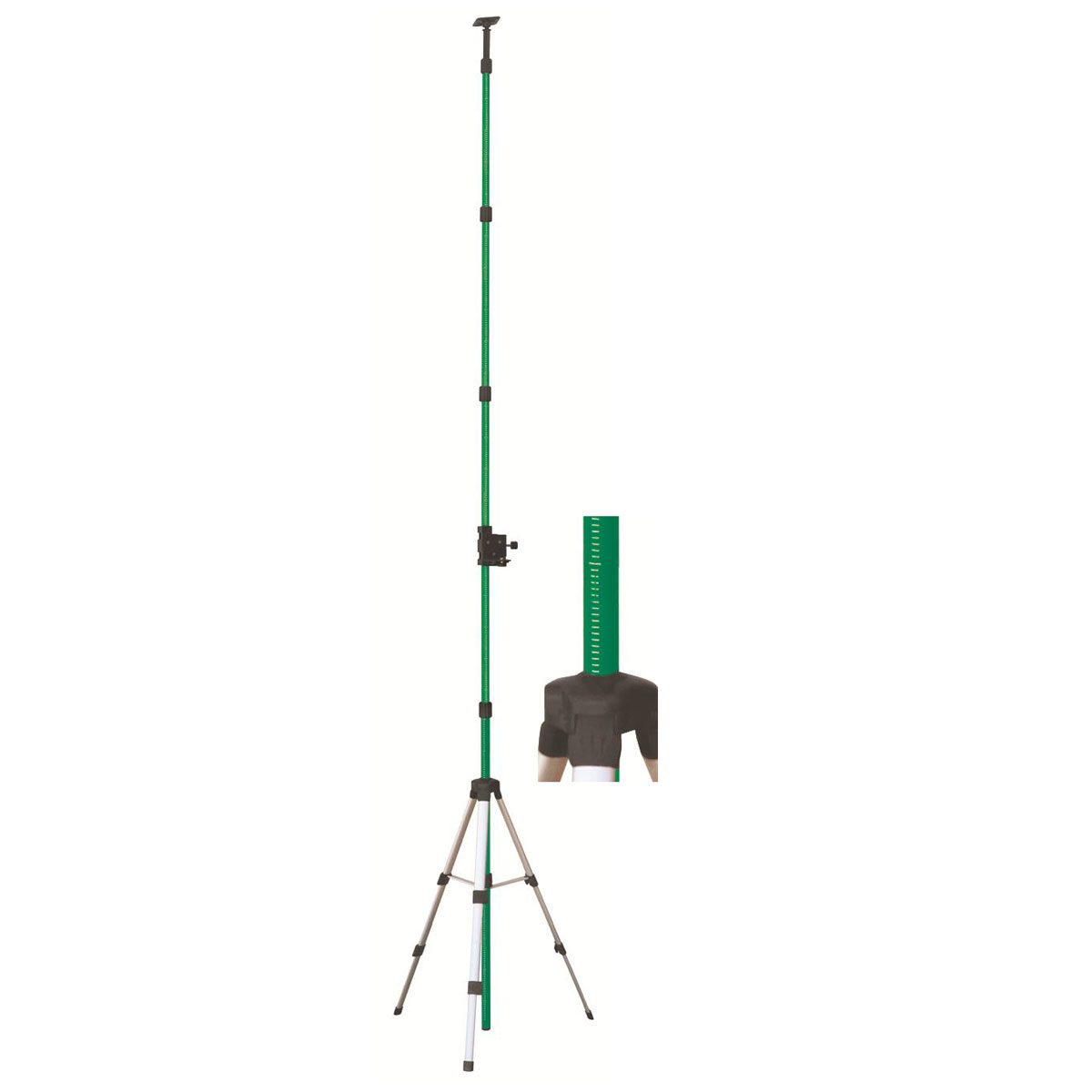 Штатив Hitachi TR 4, элевационныйHTC-H00109 Штатив Hitachi TR 4, элевационныйHTC-H00109Элевационный штатив-штанга Hitachi TR 4 с треногой состоит из нескольких секций, которые раскладываются телескопически для работы с высотой от 0,1 до 4 метров. Резьба установочного винта 5/8. Миллиметровая шкала для точной установки. Для удобства крепления на штанге предусмотрена подвижная площадка, оснащенная винтовым зажимом. Для настройки высоты на секциях нанесены отметки с шагом в 1 сантиметр. Штангу устанавливают в распор между потолком и полом. Если нет такой возможности, то для установки используется тренога.