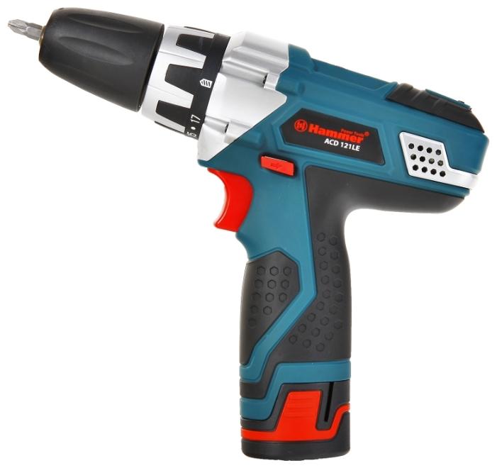 Дрель аккумуляторная HAMMER ACD121LE PREMIUM60027 Дрель аккумуляторная HAMMER ACD121LE PREMIUM60027Соблюдение традицийАккумуляторная дрель-шуруповерт Acd121le premium от компании Hammer – незаменимый в быту инструмент, предназначенный для сверления отверстий в различных материалах, а также для вкручивания (выкручивания) крепежных изделий.Дизайн и качествоЕго дизайн не позволит вам пройти мимо. Эргономичная рукоятка инструментов от Hammer обеспечивает надежный хват и исключает возможность выскальзывания. Инструмент отлично ложится в ладонь, а конструкция с быстрозажимным патроном позволяет быстро менять оснастку.Аккумуляторное преимуществоЛитий-ионный аккумулятор, емкостью 1300 мА•ч, позволяет заниматься крепежными и сверлильными работами около 2 часов. К тому же, время зарядки аккумулятора составляет всего-то до 1 часа. Напряжение в 12 В выводит данную модель от Hammer на первую позицию среди конкурентов. Отличительной чертой данного инструмента среди других подобных моделей становится использование в нем литиевого аккумулятора, что позволяет перезаряжать его бесконечное число раз, в отличии от никелевых аккумуляторов, которым присущий эффект памяти: их можно заряжать до 1000 раз.МногофункциональностьФункционал Hammer Acd121le premium не ограничивается только вкручиванием саморезов. Диаметр гнезда патрона варьируется до 10 мм. Это, соответственно, дает возможность использовать большее количество сверл и проводить больше видов работ. Этот полезный инструмент поможет вам просверлить дерево, металл.Безопасность во время работыПроизводитель Hammer всегда ставит безопасность во время работы превыше всего. Доказательством этого является блокировка кнопки включения в модели Acd121le premium.Дополнительные приспособленияОснащен инструмент и рядом дополнительных приспособлений: встроенная светодиодная подсветка позволяет работать даже в слабоосвещенных помещениях, что делает его использование более комфортным и удобным.