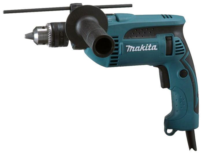 Дрель ударная Makita HP1640HP1640 Дрель ударная Makita HP1640HP1640Ударная дрель Makita HP1640 при небольшом весе оснащена мощным двигателем 6,0 ампер. Дрель имеет большой диаметр сверления, а так же может работать в двух режимах - сверления и сверления с ударом. Кроме того, дрель имеет функцию точной регулировки скорости, а конструкция на шаровой опоре продлит срок службы инструмента. Ударная дрель Makita HP1640 практична и удобна в использовании. Работу с дрелью облегчает эргономичный дизайн с рядным расположением и большой выключатель для двух пальцев. Удобная прорезиненная ручка с вращением на 360° обеспечивает больший комфорт, лучший контроль инструмента и снижает утомляемость при работе.Тип патрона: ключевой,Ударный механизм: кулачковый.