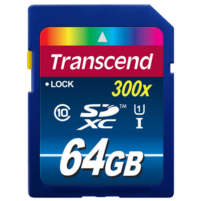 Transcend SDXC Class 10 UHS-I 300x 64GB карта памяти карта памяти 128gb transcend 800x ultra speed compact flash ts128gcf800