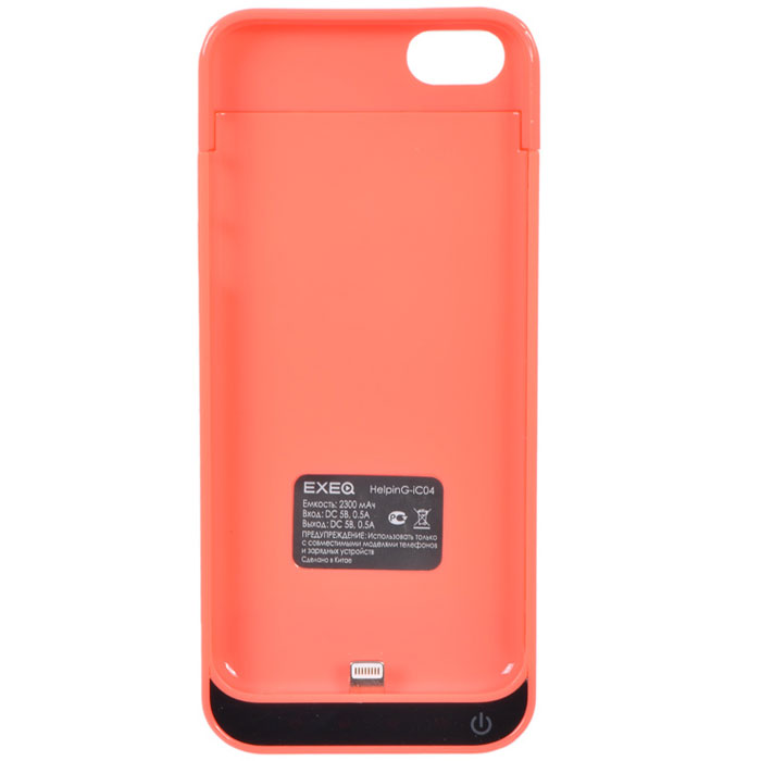 EXEQ HelpinG-iC04 чехол-аккумулятор для iPhone 5/5s/5c, Pink (2300 мАч, клип-кейс)HelpinG-iC04PI EXEQ HelpinG-iC04 чехол-аккумулятор для iPhone 5/5s/5c, Pink (2300 мАч, клип-кейс)HelpinG-iC04PIЧехол EXEQ HelpinG-iC04 не только надежно защитить ваш смартфон, но и прекрасно подойдет к цветовой гамме корпуса смартфона. Кроме яркой цветовой гаммы EXEQ HelpinG-iС04 также имеет компактный и эргономичный дизайн, благодаря которому его присоединение к смартфону практически не повлияет на габариты последнего. Но самое главное, благодаря чехлу-аккумулятору ваш iPhone сможет работать в два раза дольше! Привлекательный дизайн, компактные габариты и увеличение автономной работы телефона – что еще нужно для идеального аксессуара к вашему смартфону?Зарядка аккумулятора чехла происходит от зарядного устройства телефона и при этом телефон не обязательно извлекать из чехла. Достаточно просто подключить зарядное к чехлу и нажать на кнопку питания на чехле – и начнется зарядка телефона. Если кнопку питания не нажимать, то начнется зарядка чехла-аккумулятора. Приятным дополнением чехла EXEQ HelpinG-iС04 также является наличие встроенной подставки, которая сможет поддерживать ваш смартфон в горизонтальном положении, например, для просмотра фильма или чтения электронных книг.