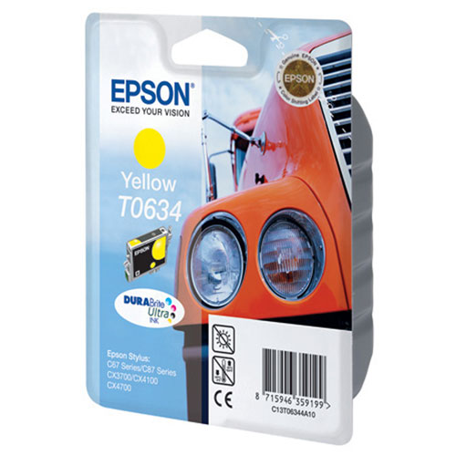 Epson T0634 (C13T06344A10), Yellow картридж для C67/C87/CX3700/CX4100/CX4700C13T06344A10 Epson T0634 (C13T06344A10), Yellow картридж для C67/C87/CX3700/CX4100/CX4700C13T06344A10Картридж Epson T063 с цветными чернилами для струйной печати.