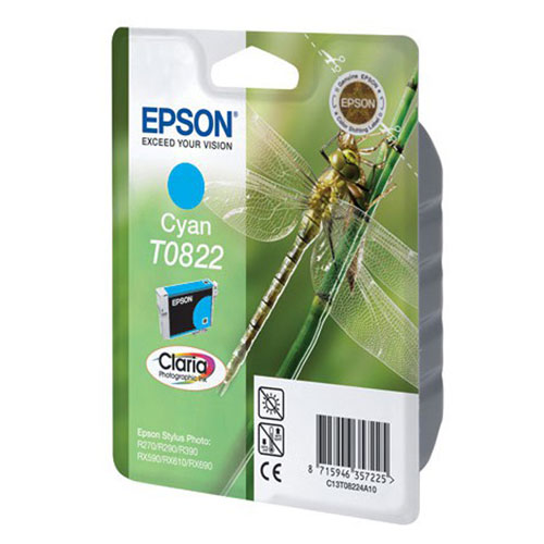Epson T0822 (C13T11224A10), Cyan картридж для R270/R290/RX590/T50/TX650C13T11224A10 Epson T0822 (C13T11224A10), Cyan картридж для R270/R290/RX590/T50/TX650C13T11224A10Картридж Epson с чернилами для струйной печати.