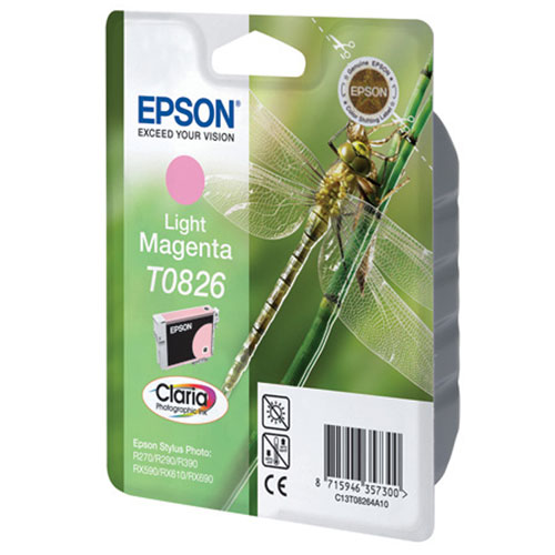 Epson T0826 (C13T11264A10), Light Magenta картридж для R270/R290/RX590/T50/TX650C13T11264A10 Epson T0826 (C13T11264A10), Light Magenta картридж для R270/R290/RX590/T50/TX650C13T11264A10Картридж Epson с чернилами для струйной печати.