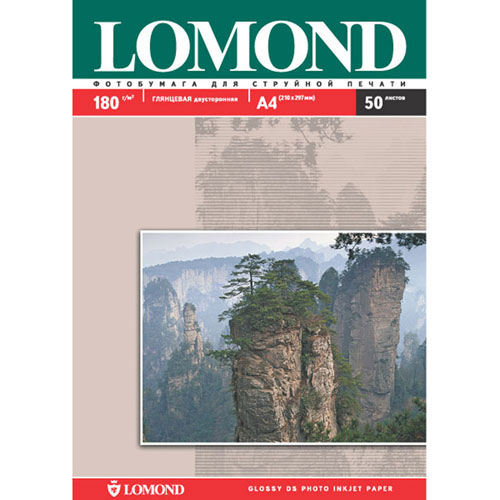 Lomond Photo 180/A4/50л двустороняя глянцевая/глянцевая0102065 Lomond Photo 180/A4/50л двустороняя глянцевая/глянцевая0102065Двусторонняя глянцевая/глянцевая фотобумага Lomond для струйной печати.Глянцевые бумаги имеют гладкую блестящую поверхность. Они наилучшим образом передают яркие, насыщенные цвета с множеством оттенков и цветовых градаций. Глянцевые бумаги по виду наиболее соответствуют фотографии. Это лучшие бумаги для печати ярких фотореалистичных изображений. На глянцевых бумагах лучше печатать водорастворимыми чернилами. Пигментные чернила, содержащие крупные частицы, могут немного смазываться. Водорастворимые чернила быстро впитываются и сохнут, обеспечивая насыщенное стойкое изображение.