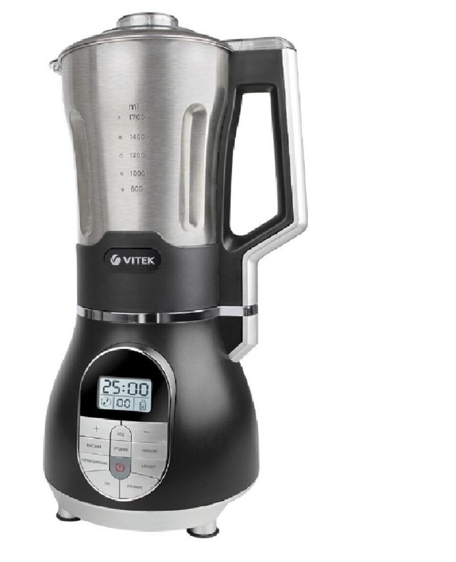 Vitek VT-2620(ST) блендер-суповаркаVT-2620(ST) Vitek VT-2620(ST) блендер-суповаркаVT-2620(ST)Суповарка Vitek VT-2620(ST) - уникальный инновационный подход к современному процессу кулинарного творчества. Автоматическая суповарка позволит совершенно по-иному взглянуть на традиции и попробовать европейский стиль готовки первых блюд. Безусловно, нужно будет согласиться с тем, что европейская традиция «суповарения» немного отличается от российской, и прибор предназначен, в основном, для приготовления супов-пюре. Основное преимущество автоматической суповарки - скорость и простота приготовления. С Vitek VT-2620(ST) вы забудете, что такое вчерашний суп, громыхание кастрюлями и многочасовое слежение за процессом варки. Суповарка предлагает два вида кулинарной обработки продуктов - нагрев и измельчение. Нагрев осуществляется традиционным ТЭНом, которым оборудовано большинство нагревательных бытовых приборов. При помощи суповарки вы можете кипятить жидкости, соответственно, готовить блюда, подразумевающие варку продуктов. Спектр таких блюд широк...