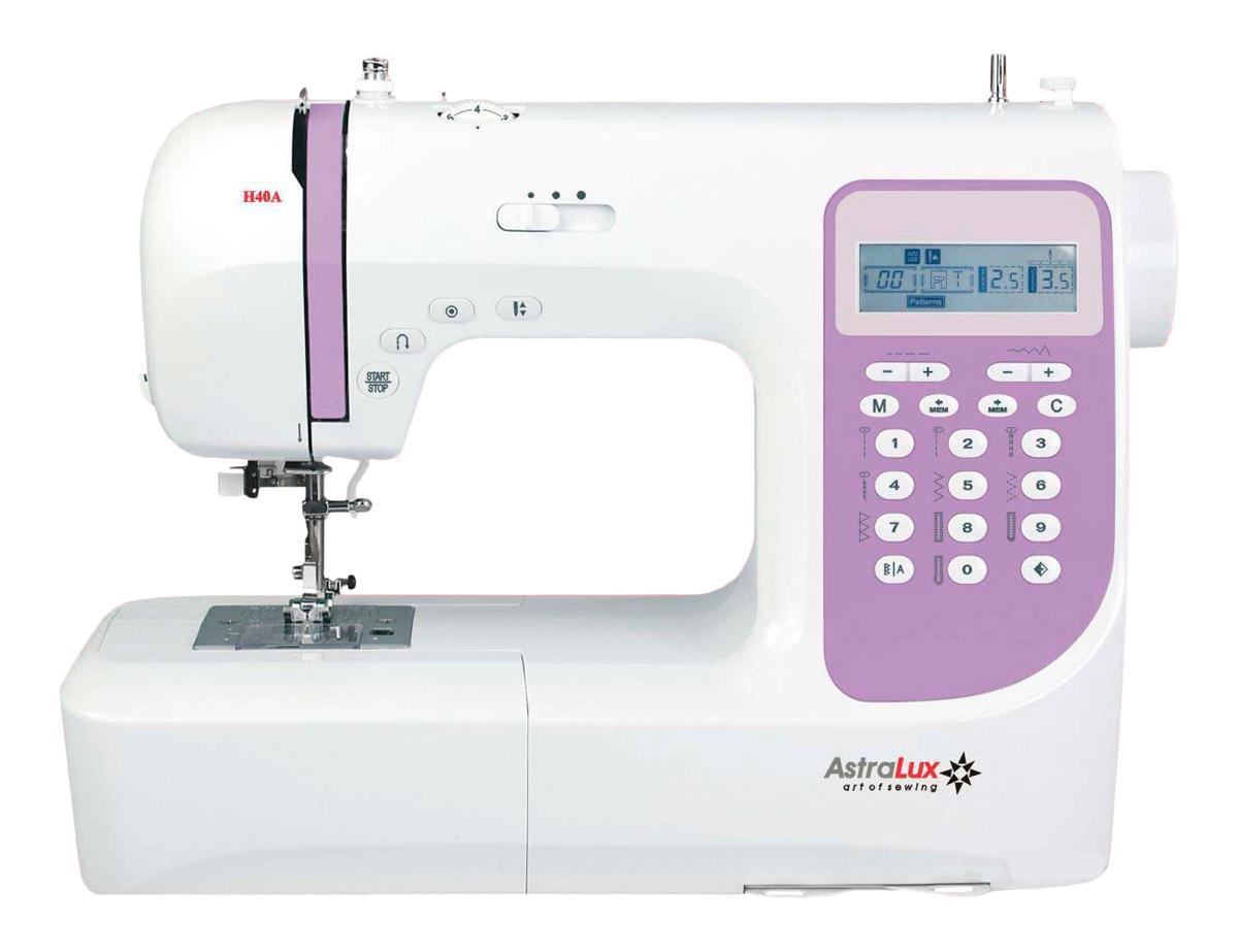 Astralux H40A швейная машинкаH40A Astralux H40A швейная машинкаH40AТеперь Вам доступны такие возможности как: рабочие операции, эластичные cтрочки для трикотажных тканей,декоративные иоверлочные строчки, тайная подшивка низа, квилтинг и пэтчворк, штопка, выполнение монограмм, аппликаций, вышивки, художественная отделка ваших изделий,ремонтные работыи т.п.Шить на такой машине одно удовольствие! Ваши фантазия и умение, в сочетании с такой машиной – великолепные возможности для творчества!