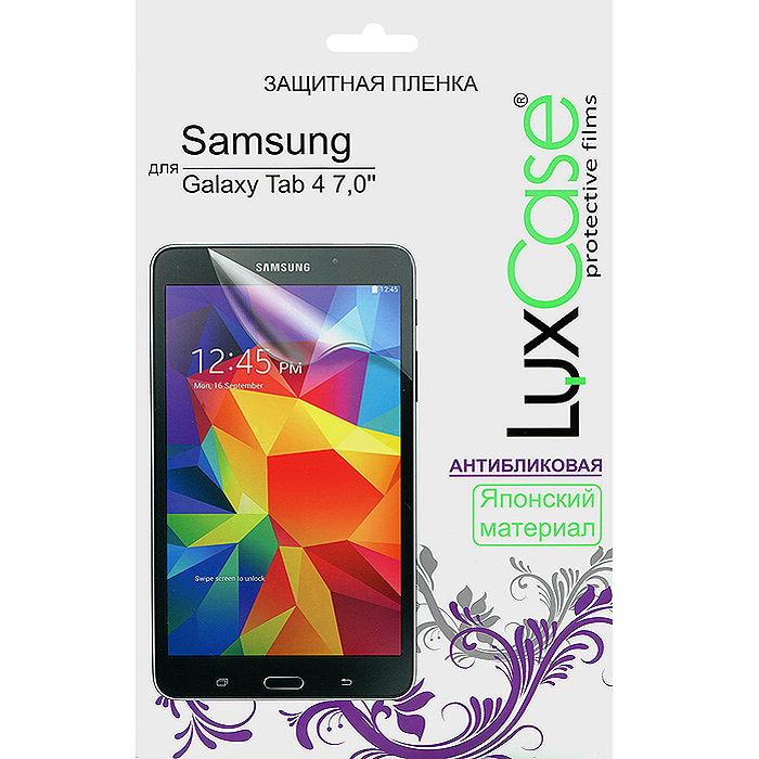 Luxcase защитная пленка для Samsung Galaxy Tab 4 7.0, антибликовая80844 Luxcase защитная пленка для Samsung Galaxy Tab 4 7.0, антибликовая80844Защитная пленка для Samsung Galaxy Tab 4 7.0 (антибликовая или суперпрозрачная) имеет два защитных слоя, которые снимаются во время наклеивания. Данная защитная пленка подходит как для резистивных, так и для емкостных экранов, не снижает чувствительности на нажатие. На защитной пленке есть все технологические отверстия под камеру, кнопки и вырезы под особенности экрана. Благодаря использованию высококачественного японского материала пленка легко наклеивается, плотно прилегает, имеет высокую прозрачность и устойчивость к механическим воздействиям. Потребительские свойства и эргономика сенсорного экрана при этом не ухудшаются.