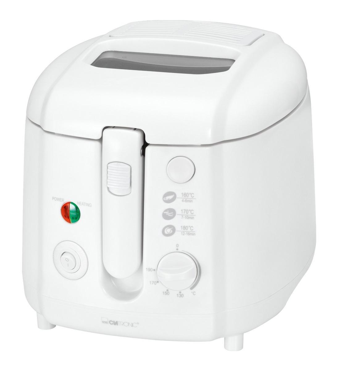Clatronic FR 3390, White фритюрницаFR 3390 weis Clatronic FR 3390, White фритюрницаFR 3390 weisФритюрница Clatronic FR 3390 очень проста и удобна в использовании. Она имеет мощность 1800 Вт, что способствует приготовлению вкусных блюд за небольшой промежуток времени. Ненагреваемая откидная крышка оснащена смотровым окошком. Емкость для масла объемом 2л изготовлена из антипригарных материалов. Управление фритюрницы сенсорное, регулируемый термостат имеет светодиодную подсветку.
