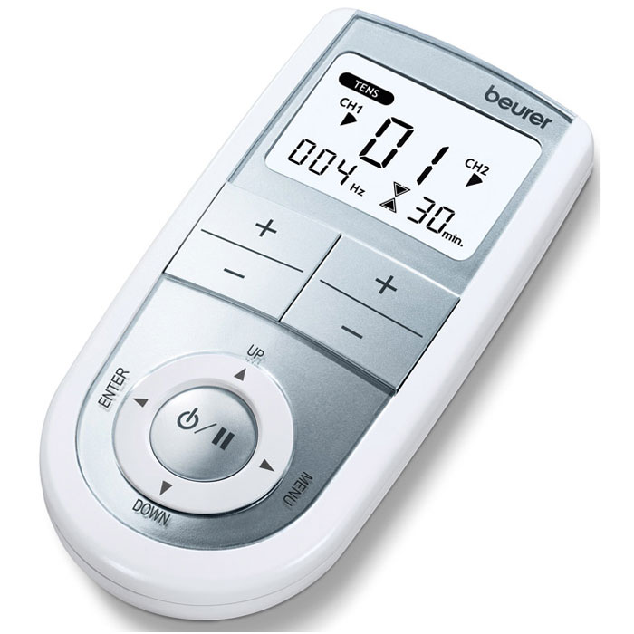 Миостимулятор Beurer EM 411092056 Миостимулятор Beurer EM 411092056Миостимулятор Beurer EM41 имеет два независимых каналов стимуляции и четыре самоклеящихся электрода. Он предлагает универсальные функции для повышения общего самочувствия, для облегчения болей, для улучшения физического состояния, расслабления, регенерации мышц и борьбы с усталостью, похудения и коррекции фигуры. Для этого вы можете выбирать предварительно настроенные программы или создавать их самостоятельно в соответствии с вашими требованиями.