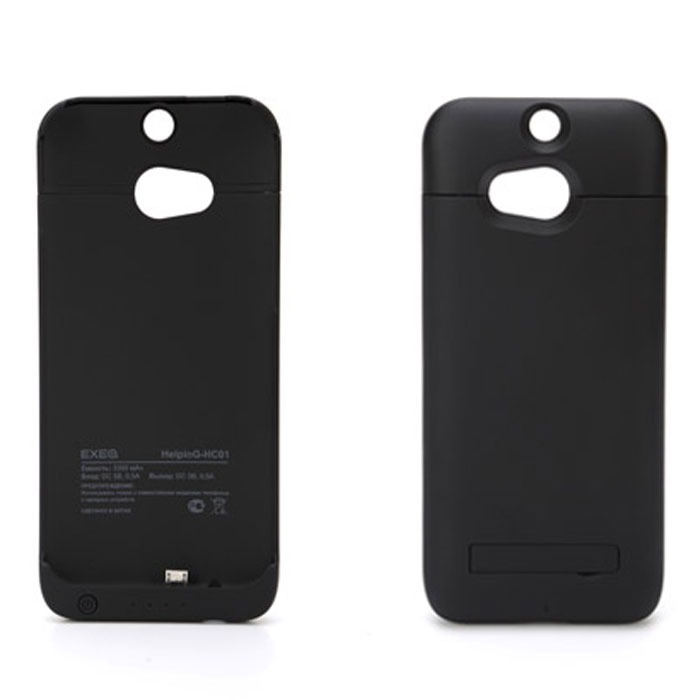 EXEQ HelpinG-HC01 чехол-аккумулятор для HTC One M8, Black (3300 мАч, клип-кейс)HelpinG-HC01 BL EXEQ HelpinG-HC01 чехол-аккумулятор для HTC One M8, Black (3300 мАч, клип-кейс)HelpinG-HC01 BLЧехол-аккумулятор Exeq HelpinG-HC01 – практичный и стильный аксессуар для смартфона HTC One M8 (one sim). Благодаря специальной конструкции HelpinG-HC01 прекрасно защитит заднюю панель смартфона от загрязнений и царапин, а благодаря встроенному аккумулятору емкостью в 3300 мАч позволит увеличить время работы вашего смартфона в 2 раза! Конструкция выполнена в миниатюрном форм-факторе – надежная защита задней панели и удачное боковое крепление смартфона в чехле. Благодаря такой конструкции и небольшому весу чехол незначительно увеличит габариты вашего смартфона, но при этом обеспечит его второй батареей.Для зарядки телефона от сети, его совсем не нужно извлекать из чехла - просто подсоедините зарядное устройство от телефона к чехлу и нажмите кнопку питания на чехле - телефон начнет заряжаться. Если кнопку питания не нажимать, то будет происходить зарядка. Уровень заряда чехла-аккумулятора демонстрируется при помощи четырех индикаторов заряда. Также для удобного использования телефона, чехол оборудован встроенной подставкой, которая позволит надежно закрепить телефон в горизонтальном положении, например для просмотра видео, чтения электронных книг.