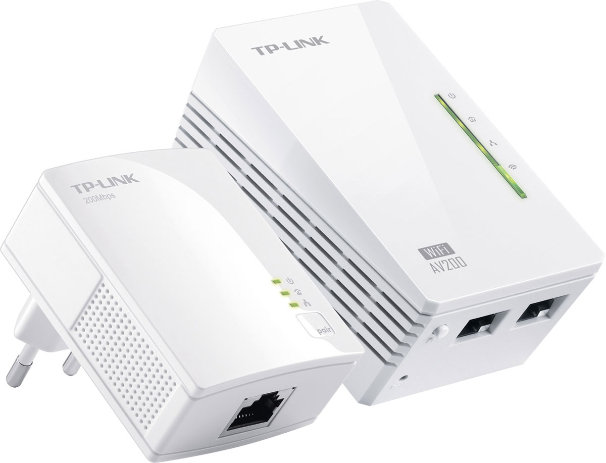 TP-Link TL-WPA2220KIT AV200 комплект адаптеров PowerlineTL-WPA2220KIT TP-Link TL-WPA2220KIT AV200 комплект адаптеров PowerlineTL-WPA2220KITTL-WPA2220KIT позволит вам увеличить зону покрытия локальной сети в любой комнате вашего дома благодаря существующей электросети. TL-WPA2220KIT обладает кнопкой Wi-Fi Clone, позволяющей значительным образом расширить зону покрытия беспроводного сигнала - устройство автоматически скопирует SSID и пароль вашего маршрутизатора. Таким образом, TL-WPA2220KIT упростит вам настройку беспроводной сети и предоставит стабильное качество связи внутри вашей домашней сети.Благодаря Powerline адаптерам от компании TP-LINK вы сможете настроить надежную сеть Powerline всего за несколько минут. Просто подключите устройства и их можно использовать. Помимо того, кнопка Pair, расположенная на адаптерах, может использоваться для защиты и управления несколькими адаптерами Powerline внутри вашей домашней сети Powerline.
