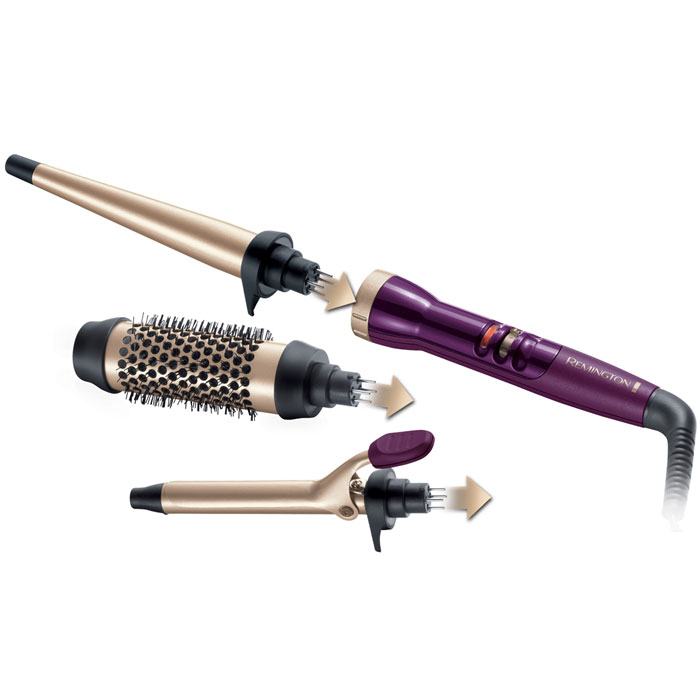 Remington Ci97M1 E51 Your Style стайлерCi97M1 Remington Ci97M1 E51 Your Style стайлерCi97M1Remington Ci97M1 E51 Your Style оснащён тремя различными насадками, благодаря которым вы сможете почувствовать себя стилистом, создавая укладки салонного качества в домашних условиях. Просто возьмите насадку и создайте свой стиль. Выберите термощетку для придания волосам объема, щипцы диаметром 19 мм для создания воздушных кудрей и конические щипцы для создания легких кудрей.Три настройки температуры позволят вам выбрать желаемый температурный режим, который наиболее подходит вашему типу волос. Благодаря быстрому нагреву стайлера всего за 30 секунд, вы сможете мгновенно приступить к укладке. С этим универсальным стайлером можно использовать дополнительные насадки, которые вы сможете приобрести отдельно: щипцы овальной формы, щипцы диаметром 32 мм, щипцы диаметром 25 мм и щипцы большого размера диаметром 25мм. Коллекцию отлично дополнят две расчески для укладки, который вы также можно приобрести отдельно. Теперь вы сможете менять прически так же часто, как ваши наряды.