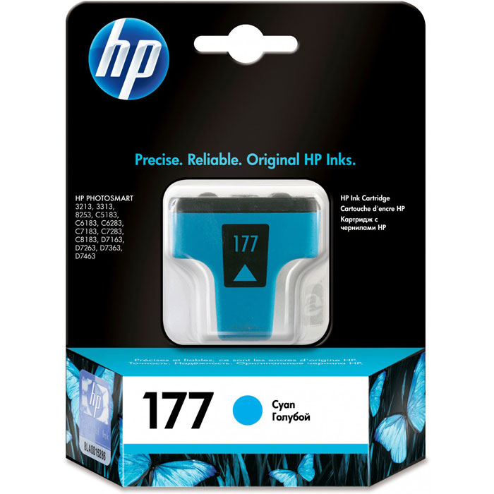 HP C8771HE (177), Cyan струйный картриджC8771HE HP C8771HE (177), Cyan струйный картриджC8771HEКартридж HP 177 с чернилами Vivera для струйных принтеров HP PhotoSmart.
