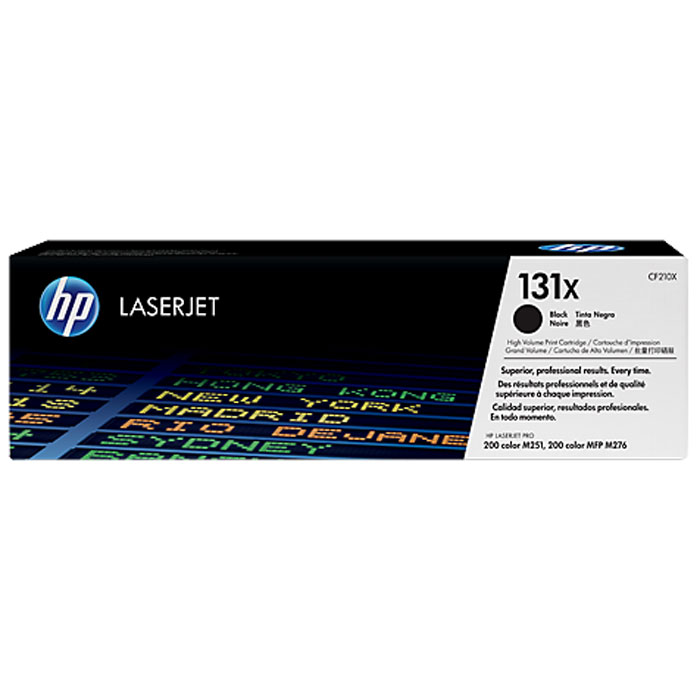 HP CF210X (131X), Black картридж для лазерных принтеровCF210X HP CF210X (131X), Black картридж для лазерных принтеровCF210XЧерный картридж с тонером HP 131X LaserJet помогает создавать документы и маркетинговые материалы профессионального качества. Они также помогают избежать ненужных траты времени и расходных материалов. Воспользуйтесь картриджами высокой емкости, разработанными для частой печати.