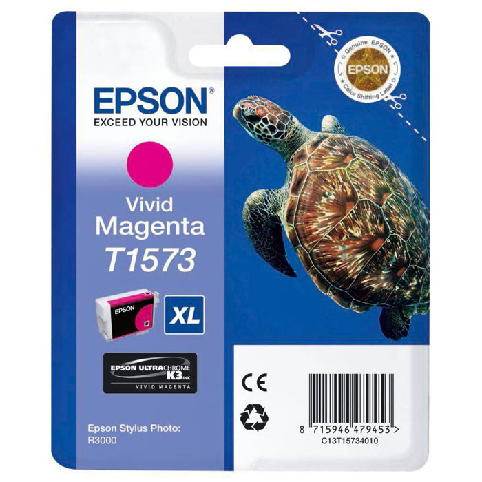 Epson T1573 XL (C13T15734010), Vivid Magenta картридж для Stylus Photo R3000C13T15734010 Epson T1573 XL (C13T15734010), Vivid Magenta картридж для Stylus Photo R3000C13T15734010Картридж с чернилами Epson T157 XLдля струйных принтеров.