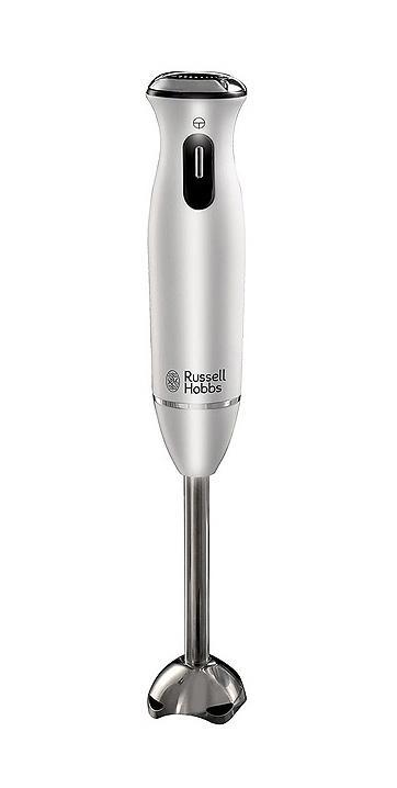 Russell Hobbs 21501-56 блендер21501-56 Russell Hobbs 21501-56 блендер21501-56Ничто не будет таким приятным на вкус и питательным, как свежий домашний суп или коктейль-смузи. Со стильным погружным блендером Russell Hobbs 21501-56 подготовка ингредиентов станет быстрой и эффективной. Зачем тратить время для измельчения и нарезки вручную, когда можно с помощью погружного блендера решить эти задачи быстро с более лучшим результатом. Блендер крайне прост в обращении и оставляет лишних ингредиентов. В комплекте мерный стакан на 0.5 литра который также разработан с целью сделать смешивание более эффективным и без брызг.Погружная часть и лезвия из нержавеющей стали гарантируют долгий срок службы. Создавайте вкусные коктейли, приготовьте соус к вашим мясным блюдам, делайте пюре и паштеты - погружной блендер Russell Hobbs ваш незаменимый помощник!