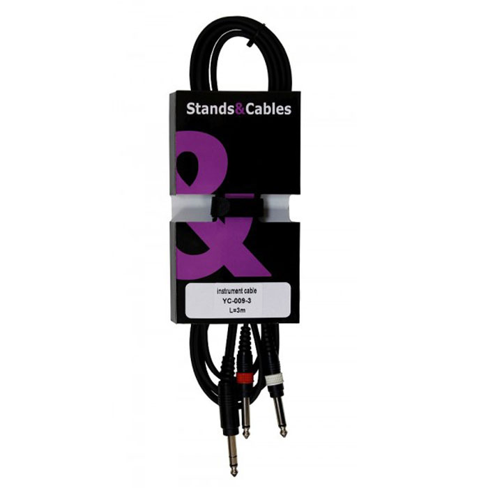 Stands&Cables YC-009-3 инструментальный кабель Jack стерео - 2хJack моно, 3 мYC-009-3 Stands&Cables YC-009-3 инструментальный кабель Jack стерео - 2хJack моно, 3 мYC-009-3Stands&Cables YC-009 - инструментальный шнур с разъемами 2х6,3 мм Jack моно - 6,3 мм Jack стерео.
