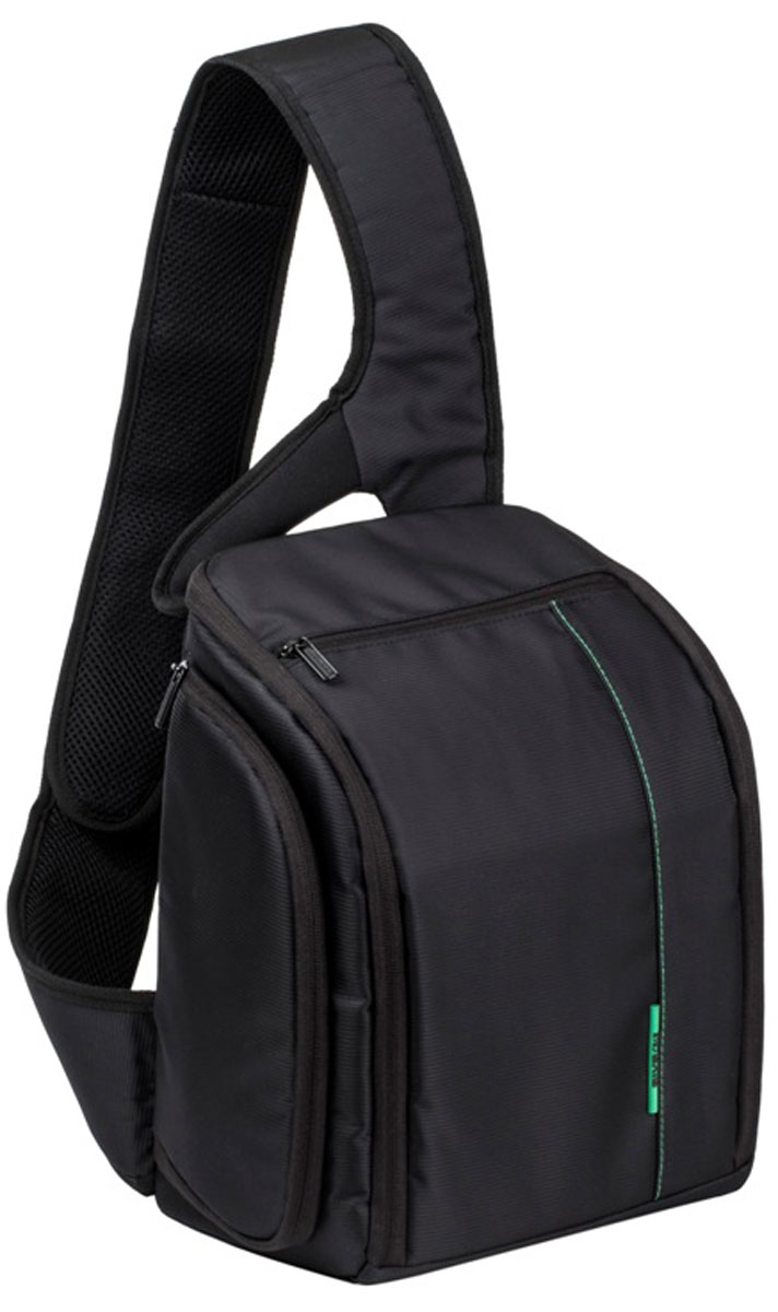 Riva 7470 SLR Sling Case, Black рюкзак для зеркальной фотокамеры6579 Riva 7470 SLR Sling Case, Black рюкзак для зеркальной фотокамеры6579Удобный слинг с контрастной зеленой подкладкой и чехлом от дождя Riva 7470 SLR Sling Case для зеркальной фотокамеры обеспечивает быстрый доступ к отделению для фотокамеры через боковой карман на молнии. Система внутренних перегородок позволяет разместить дополнительные объективы и аксессуары.Чехол оборудован внутренним карманом для планшета до 10.1 и документов и двумя внешними карманами для аксессуаров с отделениями для карт памяти, аксессуаров и смартфона. Дополнительно на задней стенке расположен скрытый карман для паспорта или бумажника. Мягкая спинка и уплотненный регулируемый наплечный ремень служат для длительного комфортного ношения рюкзака.