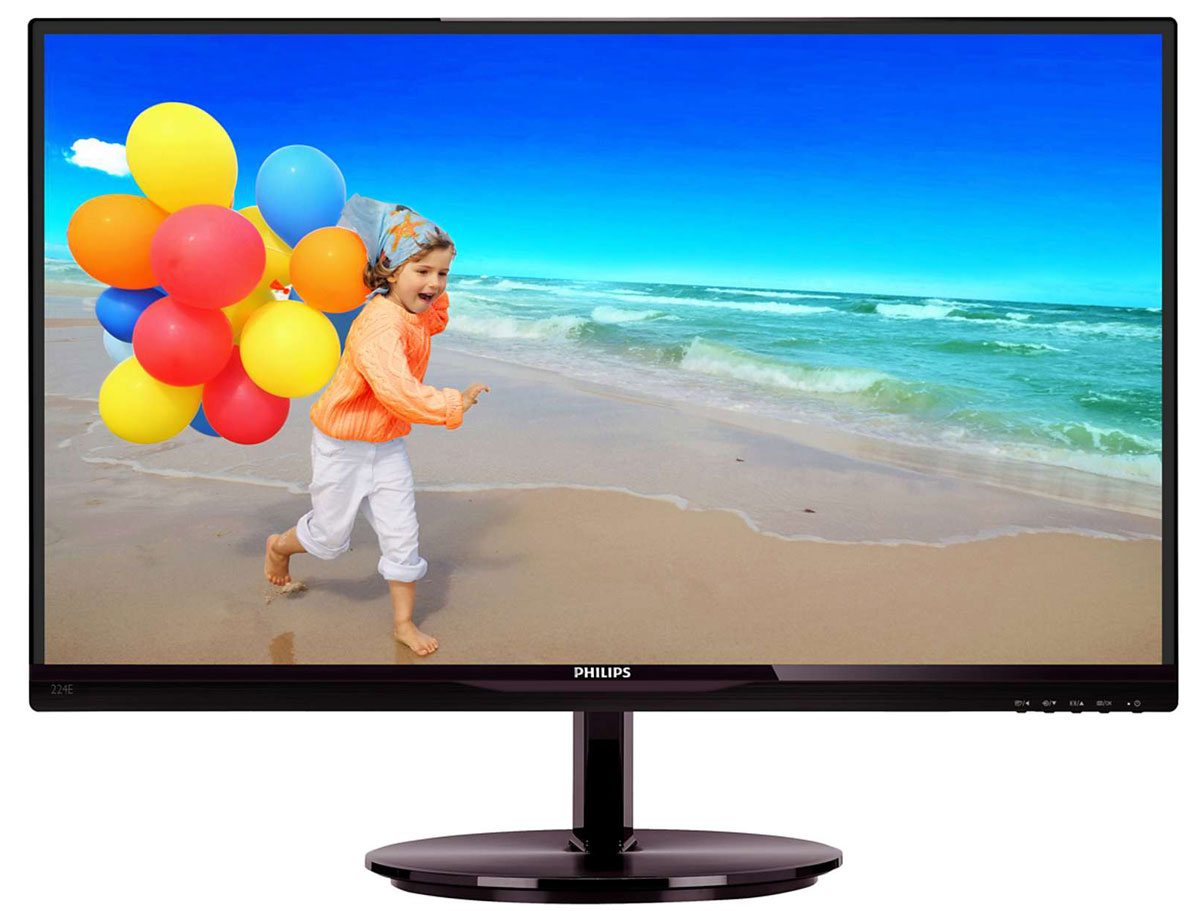 Philips 224E5QSB (00/01), Black Cherry монитор224E5QSB Philips 224E5QSB (00/01), Black Cherry монитор224E5QSBЧерный глянцевый корпус монитора Philips 224E5QSB подойдет и для домашней обстановки, так и для офиса. Современная технология матрицыАН-IPSобеспечивает отличные показатели воспроизведения изображения в качестве Full HD с разрешением 1920х1080 и дает возможность наслаждаться реалистичным изображением в натуральной цветовой гамме.Также у модели ощутимо снижен коэффициент энергопотребления. Светодиодная подсветка и широкий угол обзора обеспечивают максимальное качество изображения. В корпусе монитора расположены D-SUB и DVI-разъемы для подключения к ПК, а также предусмотрена система настенного крепления VESA.