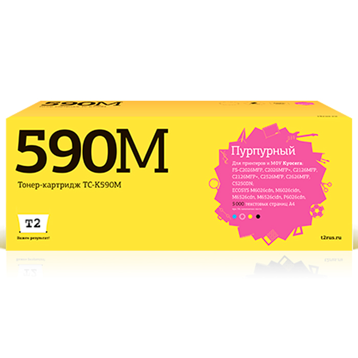 T2 TC-K590M, Magenta тонер-картридж для Kyocera FS-C2026/2526/2626/ECOSYS M6026TC-K590M T2 TC-K590M, Magenta тонер-картридж для Kyocera FS-C2026/2526/2626/ECOSYS M6026TC-K590MТонер-картридж T2 с чипом предназначен для лазерных принтеров и МФУ Kyocera. Картридж собран из японских комплектующих и протестирован по стандарту STMC и ISO.