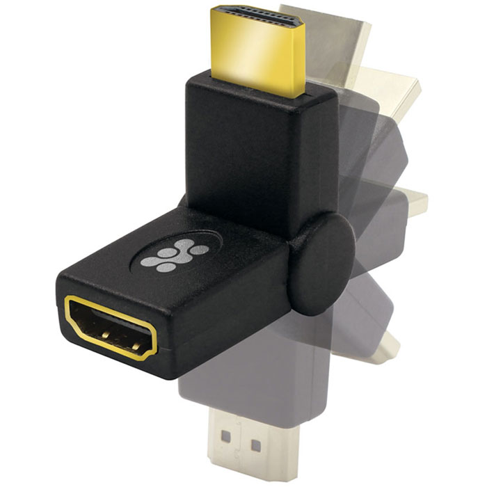 Promate proLink.H1B переходник с изменяемым углом наклона HDMI-мама/HDMI00007554 Promate proLink.H1B переходник с изменяемым углом наклона HDMI-мама/HDMI00007554Promate proLink.H1B- компактное решение для подключения HDMI кабеля к труднодоступным портам HDMI. Когда пространство ограничено и для подключения кабеля HDMI нет возможности, на помощь приходит Promate proLink.H1B. Больше нет необходимости перегибать кабель при подключении, это опасно и может стать причиной как его поломки, так и поломки порта HDMI. Переходник гнется под углом 90 градусов и обеспечивает доступность для монтажа кабеля HDMI.Переходник с изменяемым угломнаклона HDMI мама/ HDMI с покрытием золотом 24К на разъемахПозволяет работать с углом от 90 до 180 градусовПоддерживает full HD до1080PПортативный размер, легко устанавливать и эксплуатироватьПозволяет подсоединять HDMI даже в случаях, когда HDTV вмонтирован в стенуПредохраняет HDMI кабель от перегибов и поломки24k золотое покрытие на разъемах