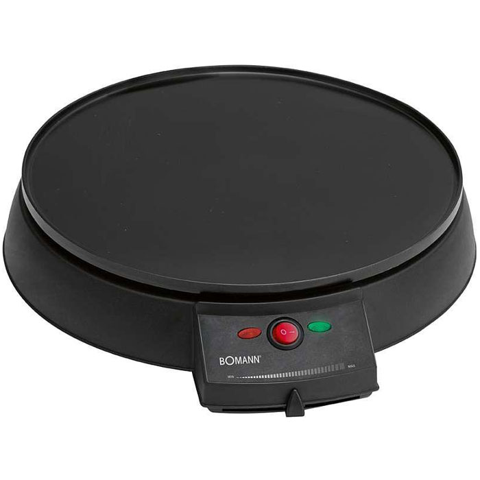 Bomann СМ 2221, Black блинницаСМ 2221 schwarz Bomann СМ 2221, Black блинницаСМ 2221 schwarzСоздавайте вкуснейшее домашнее лакомство с блинницей Bomann СМ 2221!Блинчики получаются ровными, румяными, и не пригорают благодаря специальному покрытию. За счет специальной формы блинницы и дополнительной лопаточки вы легко распределите тесто по рабочей поверхности.А помыть устройство после использования не составит никакого труда!