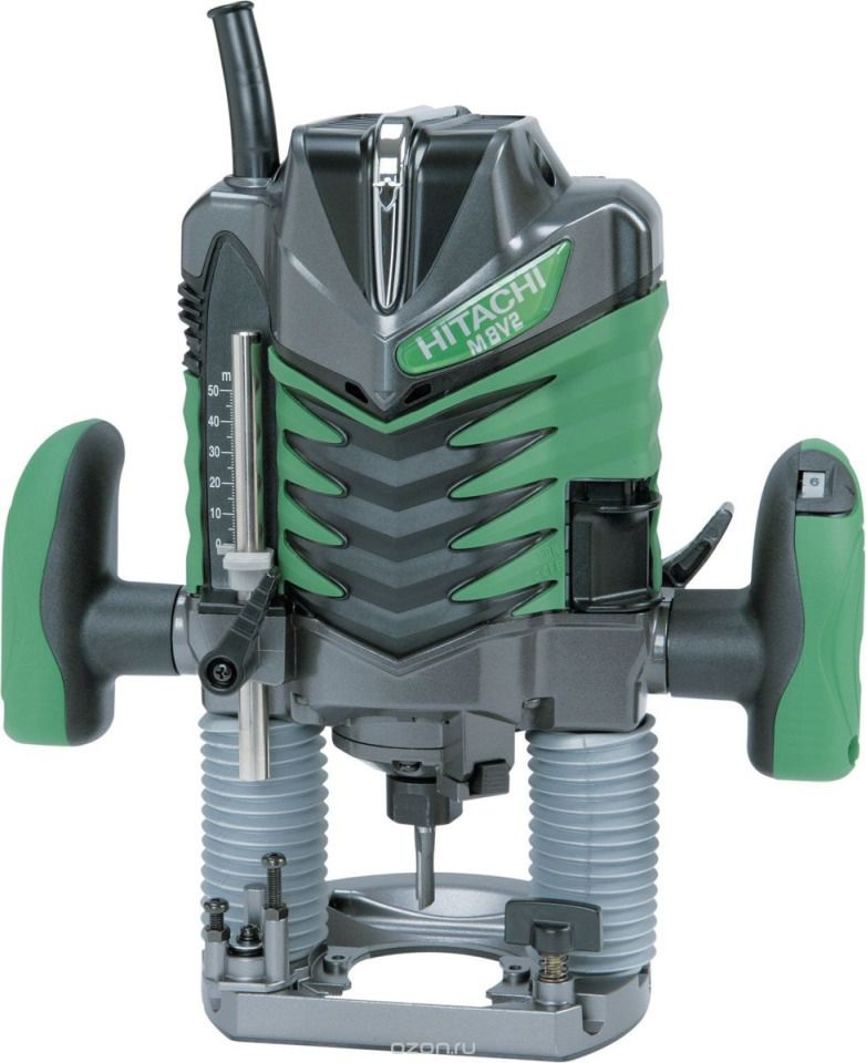 Фрезер Hitachi M8V2M8V2 Фрезер Hitachi M8V2M8V2Фрезер HITACHI M8V2- предназначен для самых разных работ по дереву. Конструкция инструмента сочетает производительность (двигатель на 1150 Вт и большое количество оборотов) и эргономичность и рукояток, и самого корпуса. Снабжен улучшенными тисками зажимного патрона. Отсутствие сколов гарантируется функцией плавного пуска. Для удобства пользователя в комплекте поставляется переходник для пылесборника. Выключатель можно заблокировать. При помощи линейки на корпусе инструмента, можно установить точную величину глубины фрезеровки. Для удобства в работе, рукоятку можно наклонить. Доступно три положения наклона рукоятки. В зависимости от характера и плотности материала, можно выбрать оптимальное число оборотов в диапазоне 11000/25000 оборотов. Фрезер оснащен функцией плавного пуска для того, чтобы обеспечить максимальное качество работы с самого начала. HITACHI M8V2 снабжен направляющей для прямого распила. Для продолжительной безостановочной работы предусмотрена возможность блокировки кнопки выключателя. Преимущества: - регулировка числа оборотов, - функция плавного пуска, - регулируемое количество оборотов, - практичная система блокировки, - ювелирная настройка глубины фрезерования, - рукоятки с резиновыми накладками, - фиксация выключателя в нажатом положении, - линейка на корпусе для определения глубины фрезеровки. Напряжение: 1150 Вт. Число оборотов: 11000-25000 об/мин. Хвостовик: 8 мм. Вертикальный ход фрезера: 60 мм. Поддержание постоянных оборотов под нагрузкой: есть. Сетевой шнур: 4 м. Габаритная длина: 310 мм.