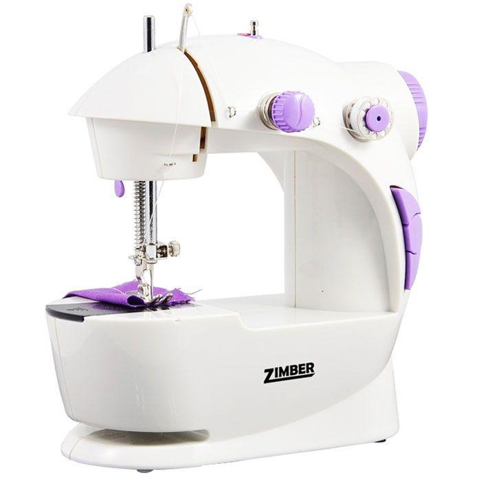 Zimber 10920-ZM швейная машинаZM-10920 Zimber 10920-ZM швейная машинаZM-10920Мини Швейная машинка Zimber ZM-10920 c подсветкой незаменима какдома, так и на даче, и в дороге. Благодаря своим небольшимразмерам и очень малому весу, она всегда будет у вас под рукой. С этойминиатюрной швейной машинкой вы сможете подшить или подогнать пофигуре одежду, починить брюки, джинсы, шторы, постельныепринадлежности, отремонтировать и усовершенствовать практически любыевещи, имеющиеся в вашем доме. Она также станет прекрасным подаркомдля Ваших близкихМашинка работает на 4 батарейках типа АА или на сетевом адаптере переменного тока. У нее 2 скорости шитья и 2 винта