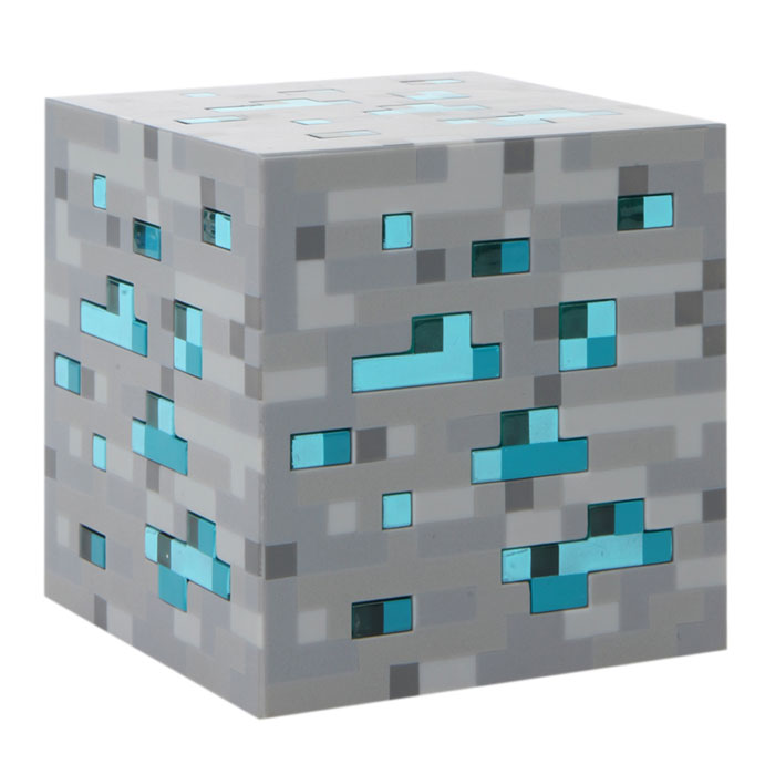 Лампа настольная Minecraft Diamond Ore (серая)J00312 Лампа настольная Minecraft Diamond Ore (серая)J00312Minecraft Diamond Ore - настольная лампа из прочного пластика с оригинальным дизайном из одноименной популярной видеоигры. Прибор имеет три уровня яркости, а также функцию автоматического выключения при касании (свет выключается через 3 минуты).