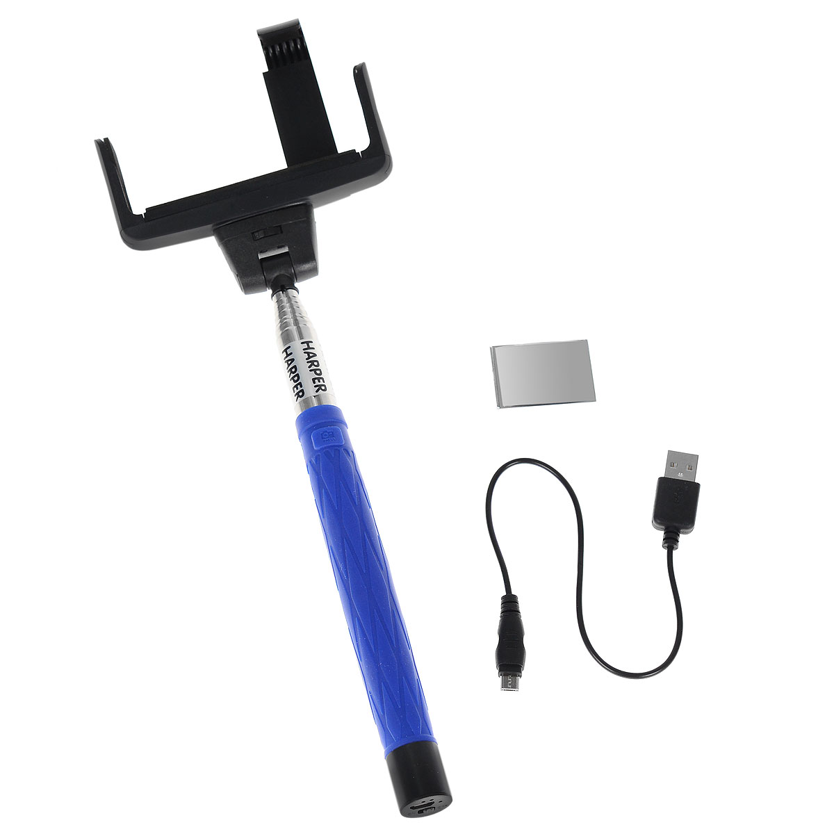 Harper RSB-104, Blue монопод для селфиRSB-104 Blue Harper RSB-104, Blue монопод для селфиRSB-104 BlueHarper RSB-104 - телескопический монопод для проведения фото и видеосъемки с максимальной нагрузкой 500 грамм. Поддержка беспроводного соединения Bluetooth 3.0 позволяет осуществлять съемку без использования кабеля. Данная модель имеет встроенный аккумулятор на 45 мАч, что обеспечивает до 100 часов автономной работы.Емкость батареи: 45 мАчВремя зарядки: 1 часВремя работы аккумулятора: 100 часовМатериал: нержавеющая сталь