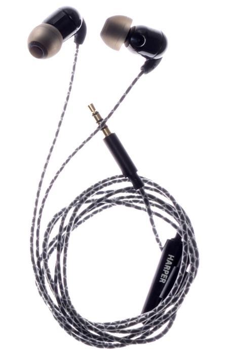 Harper HV-801 наушникиHV-801 Harper HV-801 наушникиHV-801HARPER представляет керамические наушники HV-801, в которых неодимовые микродинамики помещены в керамический корпус для обеспечения высокого качества звучания. Провод этих наушников заключен в специальную оплетку, что не дает ему спутываться во время использования. - Кабель длиной 1,2 метра идеально подходит для использования на улице- Встроенный пульт и микрофон для быстрого переключения между музыкой и вызовами- Мягкие силиконовые накладки 3 размеров для максимального комфорта- Имеется клипса для фиксации провода на одежде.