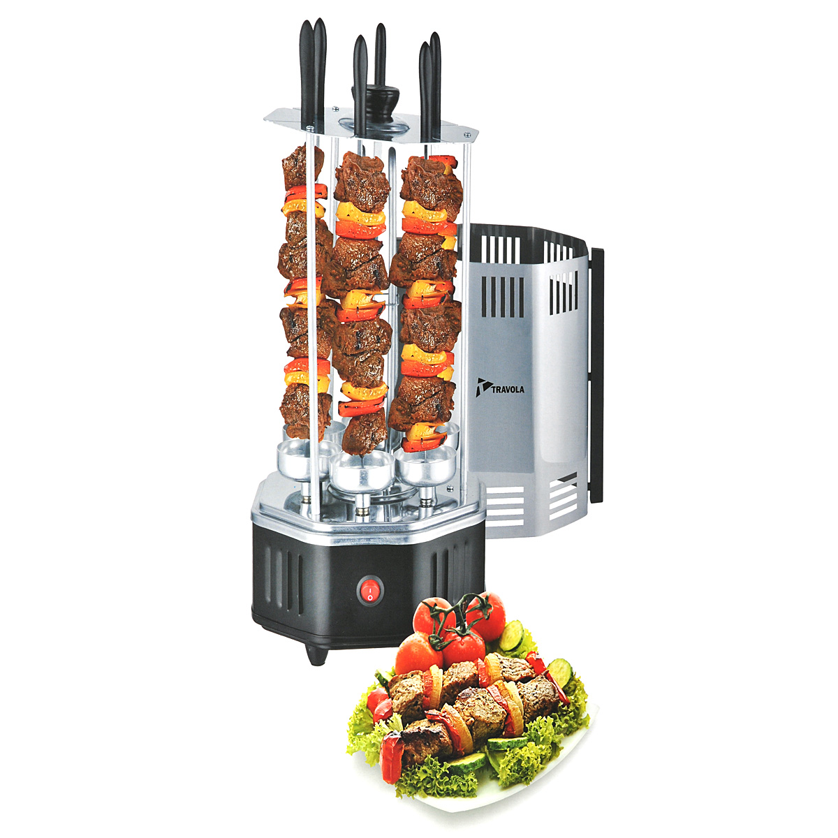 Travola BQ361 электрошашлычницаBQ361 Travola BQ361 электрошашлычницаBQ361Travola BQ361 - электрошашлычница, с помощью которой можно приготовить вкусный и ароматный шашлык не выходя из дома. Мясо, птица, овощи или рыба - все это будет равномерно прожарено через 15 минут благодаря вращающимся шампурам. Чашечки помогут собрать весь жир, что облегчит последующий уход за прибором.Частота вращения шампуров: 2 об/мин.Максимальная загрузка: 1 кг.