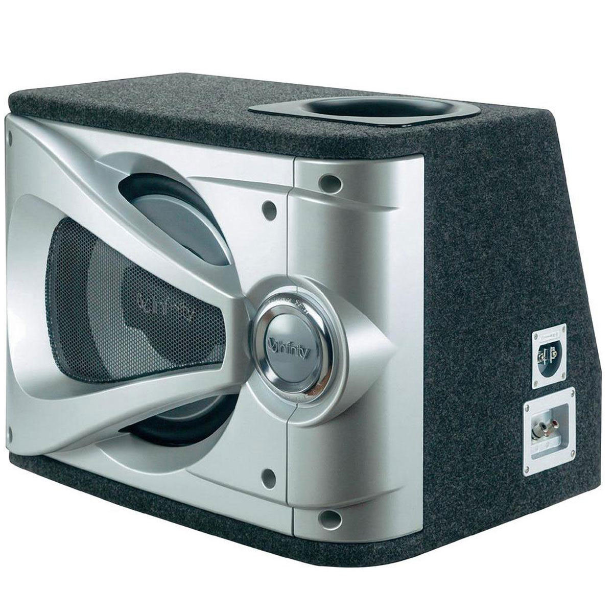 Infinity REF1240SE сабвуфер корпусной пассивныйREF1240SE Infinity REF1240SE сабвуфер корпусной пассивныйREF1240SEInfinity REF-1240se – не просто корпусной автомобильный сабвуфер. Это дизайнерский арт-объект, который представляет собой серебристый корпус с изысканными изгибами и обводами, имеющий подсветку диффузора и решетки голубого цвета, а также элегантно оттененный черным верхом.Звучит Infinity REF-1240se под стать своему внешнему виду. Несмотря на номинальную мощность в 300 Вт, на пиковых нагрузках этот сабвуфер способен выдать 1200 RMS. Это позволяет даже на высоких уровнях громкости, близких к предельным, слушать музыку без искажений. Чистоте звучания способствует революционная фирменная конструкция фазоинвертора Slipstream. Порт имеет сечение в середине намного меньше, чем у выхода, благодаря чему воздух при движении диффузора вперед сжат, при движении назад - разрежен. На практике пользователь получает очень мощный бас при минимальном шуме от фазоинвертора.300-мм диффузор Infinity REF-1240se выполнен из полипропилена по фирменной технологии Plus One, которая позволяет увеличить до 30% полезной площади излучателя и получить большую отдачу. При высокой чувствительности 97 дБ и частотном диапазоне 33-300 Гц вы получите по-настоящему ураганные, четкие и быстрые басы. Именно то, чего желает каждый автолюбитель-меломан.