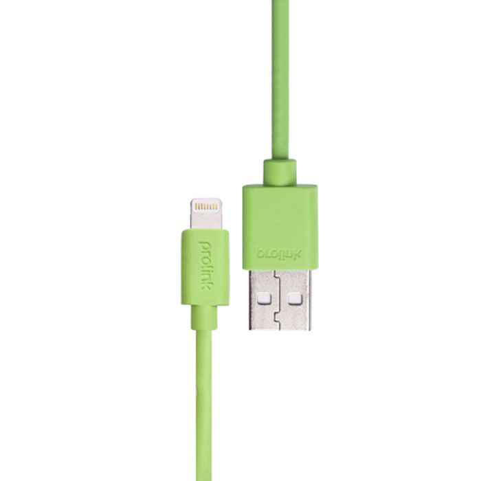 Prolink PB341, Green USB-кабель Apple Lightning (1 м)PB341GE Prolink PB341, Green USB-кабель Apple Lightning (1 м)PB341GEКабель Prolink PB341 создан для подключения iPhone, iPad или iPod с разъёмом Lightning к порту USB на компьютере для синхронизации и подзарядки, либо к адаптеру питания Apple USB для удобной подзарядки напрямую от розетки питания.В Prolink PB341 использованы оригинальные чипы, что позволяет гарантировать на 100% совместимость и работоспособность с оригинальными устройствами Apple. Применение меди в разъёмах, где происходит контакт и проводов OFC, позволяет на 30% улучшить передачу сигнала по сравнению со стандартными кабелями.Не смотря на столь малые размеры штекера с 8-ю контактами, подключение очень быстрое и надёжное благодаря симметричному расположению контактов с каждой стороны и закруглённым углам.