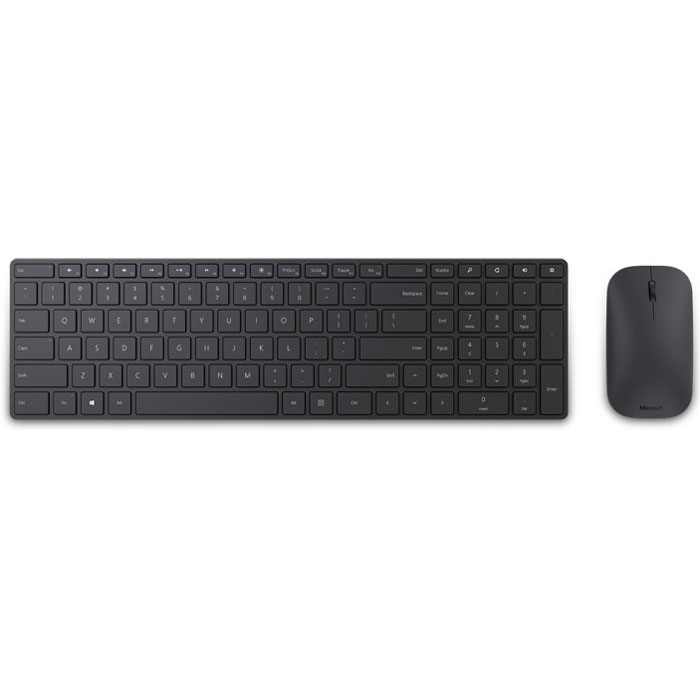 Microsoft Wireless Designer Bluetooth Desktop (7N9-00018) клавиатура + мышь7N9-00018 Microsoft Wireless Designer Bluetooth Desktop (7N9-00018) клавиатура + мышь7N9-00018Современный ультратонкий корпус Microsoft Wireless Designer Bluetooth Desktop делает ваше рабочее место еще привлекательнее. Набор подключается к ноутбуку и планшету по беспроводному интерфейсу на основе технологии Bluetooth Smart — мгновенное подключение без проводов и адаптеров. Полноразмерная клавиатура со встроенной числовой клавиатурой и мышью повысят эффективность вашей работы.Несмотря на минималистический дизайн, клавиатура обеспечивает удобство работы благодаря близкому расположению клавиш, реагирующих на мягкое прикосновение. На клавиатуре есть клавиши мультимедиа, которые позволяют управлять воспроизведением музыки и видео.Клавиатура имеет русскую раскладку.Мышь оснащена технологией Bluetrack, поэтому пользоваться ей гораздо лучше, чем лазерной или оптической. Большой голубой луч вместе с датчиком изображения и пиксельной геометрией, разработанными компанией Майкрософт, создают высококонтрастный снимок поверхности, что обеспечивает исключительную точность отслеживания.Благодаря новой Bluetrack Technology можно пользоваться компьютером везде. Мышь будет на столе во время пикника, на полу гостиной, на подлокотнике кресла в вестибюле гостиницы и даже на коленке. С помощью Bluetrack Technology можно пользоваться мышью практически на любой поверхности.Пучок света, используемый в устройстве, в четыре раза больше пучка света в стандартных лазерных мышах, поэтому можно точно щелкать, указывать и прокручивать, где бы вы ни находились.
