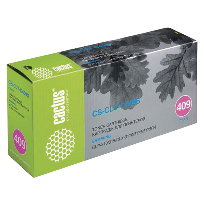 Cactus CS-CLT-C409S, Cyan тонер-картридж для Samsung CLP-310/315; CLX-3170/3175/3175FNCS-CLT-C409S Cactus CS-CLT-C409S, Cyan тонер-картридж для Samsung CLP-310/315; CLX-3170/3175/3175FNCS-CLT-C409SКартридж Cactus CS-CLT-C409S для лазерных принтеров Samsung.Расходные материалы Cactus для печати максимизируют характеристики принтера. Обеспечивают повышенную четкость изображения и плавность переходов оттенков и полутонов, позволяют отображать мельчайшие детали изображения. Обеспечивают надежное качество печати.