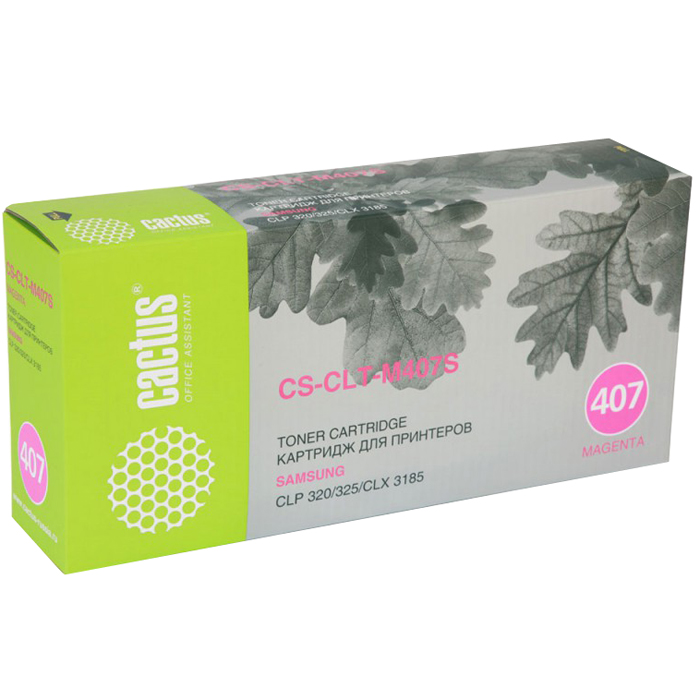 Cactus CS-CLT-M407S, Magenta тонер-картридж для Samsung CLP-325 CLX-3185CS-CLT-M407S Cactus CS-CLT-M407S, Magenta тонер-картридж для Samsung CLP-325 CLX-3185CS-CLT-M407SКартридж Cactus CS-CLT-M407S для лазерных принтеров Samsung.Расходные материалы Cactus для печати максимизируют характеристики принтера. Обеспечивают повышенную четкость изображения и плавность переходов оттенков и полутонов, позволяют отображать мельчайшие детали изображения. Обеспечивают надежное качество печати.