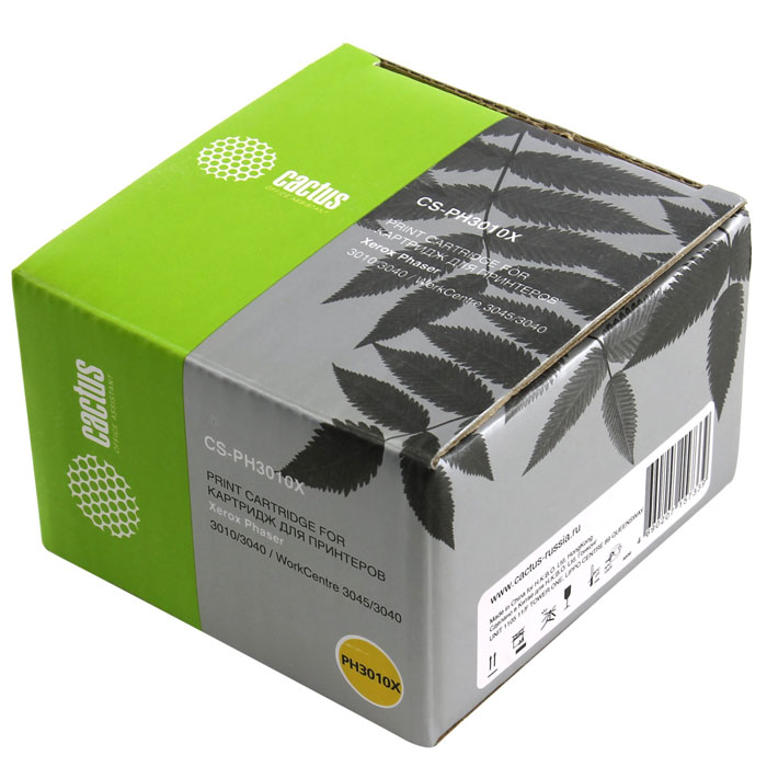 Cactus CS-PH3010X, Black тонер-картридж для Xerox Phaser 3010 WorkCentre 3045(106R02183)CS-PH3010X Cactus CS-PH3010X, Black тонер-картридж для Xerox Phaser 3010 WorkCentre 3045(106R02183)CS-PH3010XКартридж Cactus CS-PH3010X для лазерных принтеров Xerox.Расходные материалы Cactus для лазерной печати максимизируют характеристики принтера. Обеспечивают повышенную чёткость чёрного текста и плавность переходов оттенков серого цвета и полутонов, позволяют отображать мельчайшие детали изображения. Обеспечивают надежное качество печати.