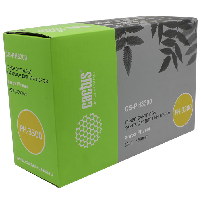 Cactus CS-PH3300, Black тонер-картридж для Xerox Phaser 3300 MFP X(106R01412)CS-PH3300 Cactus CS-PH3300, Black тонер-картридж для Xerox Phaser 3300 MFP X(106R01412)CS-PH3300Картридж Cactus CS-PH3300 для лазерных принтеров Xerox.Расходные материалы Cactus для лазерной печати максимизируют характеристики принтера. Обеспечивают повышенную чёткость чёрного текста и плавность переходов оттенков серого цвета и полутонов, позволяют отображать мельчайшие детали изображения. Обеспечивают надежное качество печати.