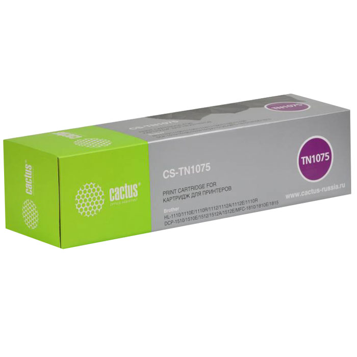 Cactus CS-TN1075, Black тонер-картридж для Brother HL-1110/1112/1510/1512/1810/1815CS-TN1075 Cactus CS-TN1075, Black тонер-картридж для Brother HL-1110/1112/1510/1512/1810/1815CS-TN1075Картридж Cactus CS-TN1075 для лазерных принтеров Brother.Расходные материалы Cactus для лазерной печати максимизируют характеристики принтера. Обеспечивают повышенную чёткость чёрного текста и плавность переходов оттенков серого цвета и полутонов, позволяют отображать мельчайшие детали изображения. Обеспечивают надежное качество печати.