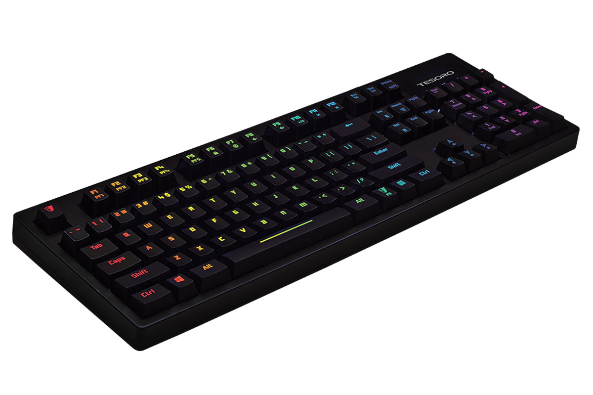 Tesoro Excalibur Spectrum Kailh Black игровая клавиатураTS-G7SFL Tesoro Excalibur Spectrum Kailh Black игровая клавиатураTS-G7SFLTesoro Excalibur - игровая механическая клавиатура с расширенными возможностями подсветки и строгим дизайном. В отличие от обычного Excalibur, версия Spectrum дает возможность записывать и хранить макросы. Это первая клавиатура Tesoro, выполненная в классическом строгом дизайне. Она может быть использована как для игры, так и для решения офисных задач. Максимальные возможности подсветки позволяют настроить цвет под каждую клавишу индивидуально. Свечение может реагировать на нажатия, изменять цвет с волновым эффектом и делать другие удивительные вещи.Клавиатура Excalibur выпускается в нескольких модификациях: каждая с отдельным типом переключателей. Переключатели отличаются друг от друга конструкцией и, как следствие, поведением. Выбор переключателей зависит только от ваших целей и профессионального опыта.Типы переключателей: Kailh Brown: не имеют щелчка, четкая отдачаKailh Red: не имеют щелчка, не имеют отдачиKailh Blue: громкий щелчок, четкая отдачаKailh Black: не имеют щелчка, не имеют отдачи, мягкий ходПамять: 512 Кб Профилей: 5 Нажатий на профиль: 5 Макро-клавиши: любые Ресурс клавиш: 60 млн нажатий Макросы - 200 команд Функция GAME MODE для деактивации клавиши Windows