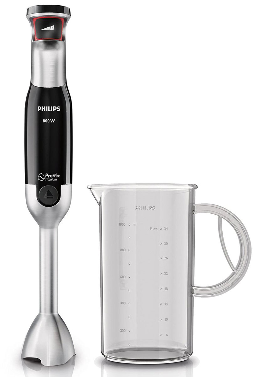 Philips HR1670/90, Silver Black блендерHR1670/90 Philips HR1670/90, Silver Black блендерHR1670/90Ручной блендер Philips HR1670/90 с мощным мотором 800 Вт оснащен технологией смешивания ProMix и кнопкой SpeedTouch для интуитивного управления: достаточно просто нажать на нее, чтобы увеличить мощность обработки. С этим блендером легко достичь желаемого результата при приготовлении любимых блюд.Технология ProMix была разработана в сотрудничестве со специалистами престижного Штутгартского университета. Усовершенствованная технология обеспечивает большую однородность и скорость смешивания. Уникальная технология ProMix — это треугольная форма насадки, которая гарантирует идеальную консистенцию супов и смузи.Ручной блендер Philips HR1670/90 с мощным и надежным мотором 800 Вт измельчит практически любые ингредиенты до однородной текстуры. Благодаря мощному мотору ручной блендер может использоваться с различными аксессуарами. Он оснащен ножом с титановым покрытием (TiN), которое повышает прочность ножа в шесть раз по сравнению с обычными ножами из нержавеющей стали и продлевает его срок службы. Форма ножа прекрасно дополняет форму треугольной насадки ProMix, обеспечивая идеальное смешивание. Безопасное приготовление любимых блюд.Технология SpeedTouch позволяет управлять скоростью работы Philips HR1670/90, в том числе турборежимом, с помощью одной кнопки. Полностью интуитивное управление: чем сильнее нажатие на кнопку, тем выше скорость обработки продуктов. Включение блендера на медленной скорости предотвращает разбрызгивание, плавное увеличение скорости позволяет подобрать оптимальный режим. Благодаря такой регулировке скоростей и турборежиму стало проще обрабатывать практически любые ингредиенты, измельчая их до нужной консистенции или идеально однородной массы.Особая волнообразная форма нижней части погружной насадки блендера защищает от разбрызгивания во время приготовления блюд, оставляя рабочую поверхность чистой. Эргономичная мягкая рукоятка ручного блендера Philips обеспечивает удобный и безопасный захват, который облегчает работу с блендером. Кнопка отсоединения насадок ручного блендера Philips позволяет без труда устанавливать и снимать погружную насадку блендера и другие аксессуары. Это легко сделать одним нажатием. Стакан емкостью 1200 мл для смешивания, взбивания и измельчения входит в комплектацию ручного блендера. Стакан оснащен удобным носиком, ручкой и шкалой измерения.